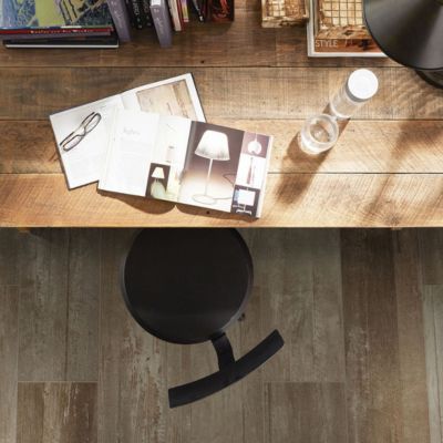 wood look tile flooring in a home office